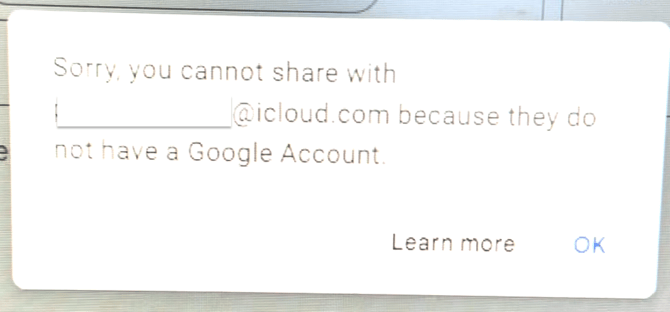 Cannot share Googel Drive Not reg