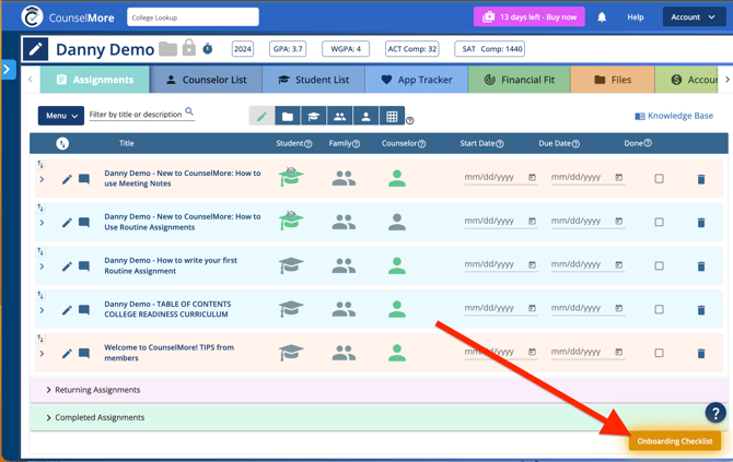 ONBOARDING CHECKLIST
