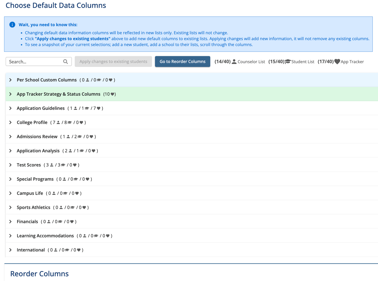 College Data Menu - Resources, data dictionary, data glossary