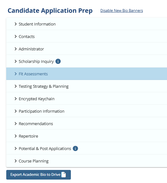 Student Profile, Student Information, Biographical Banners - Overview