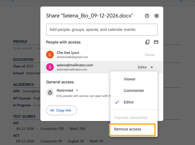 removeaccess